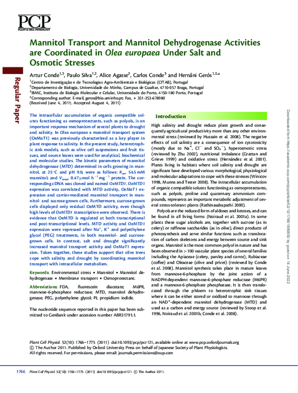 (PDF) Mannitol Transport and Mannitol Dehydrogenase Activities are ...