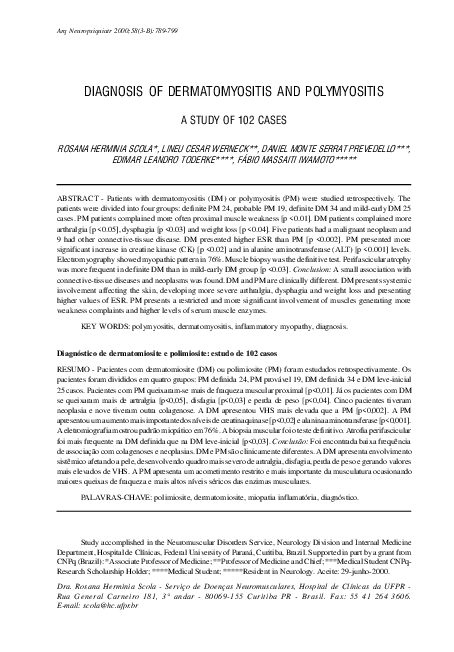 (PDF) Diagnosis of dermatomyositis and polymyositis: a study of 102 cases