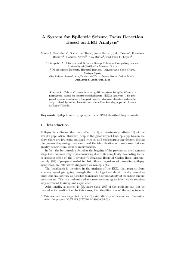 (PDF) A System for Epileptic Seizure Focus Detection Based on EEG Analysis