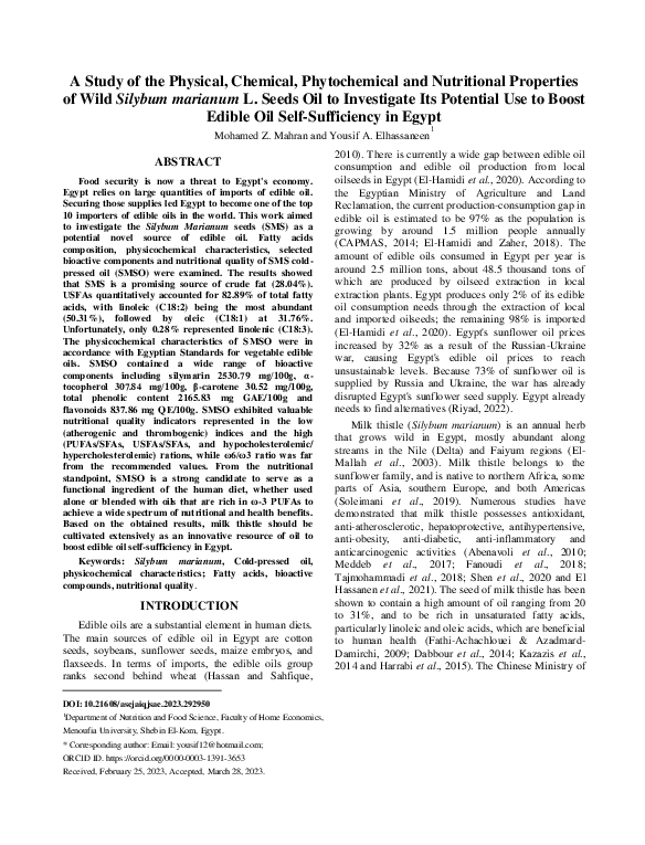 (PDF) A Study of the Physical, Chemical, Phytochemical and Nutritional ...