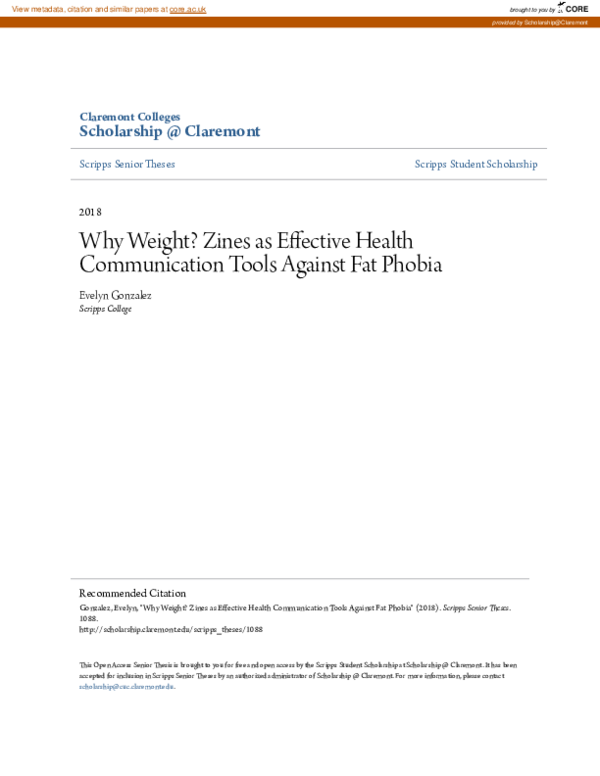 (PDF) Why Weight? Zines as Effective Health Communication Tools Against ...