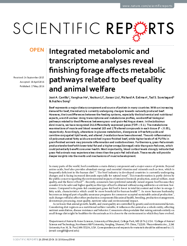 (PDF) Integrated metabolomic and transcriptome analyses reveal ...
