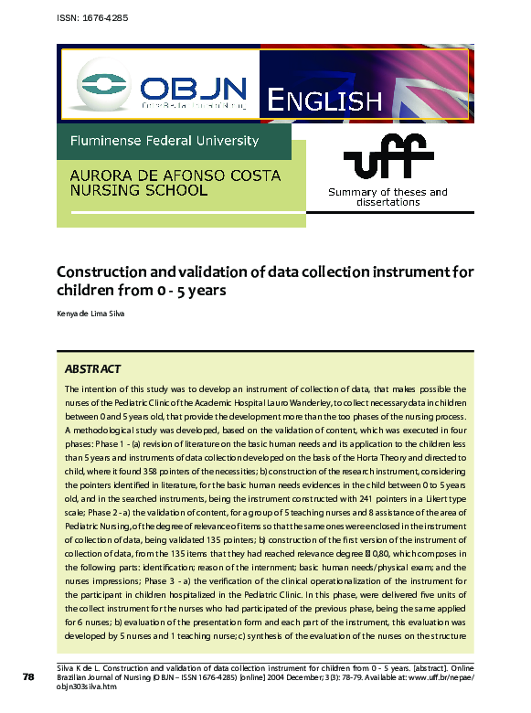 (PDF) Construction and validation of data collection instrument for ...