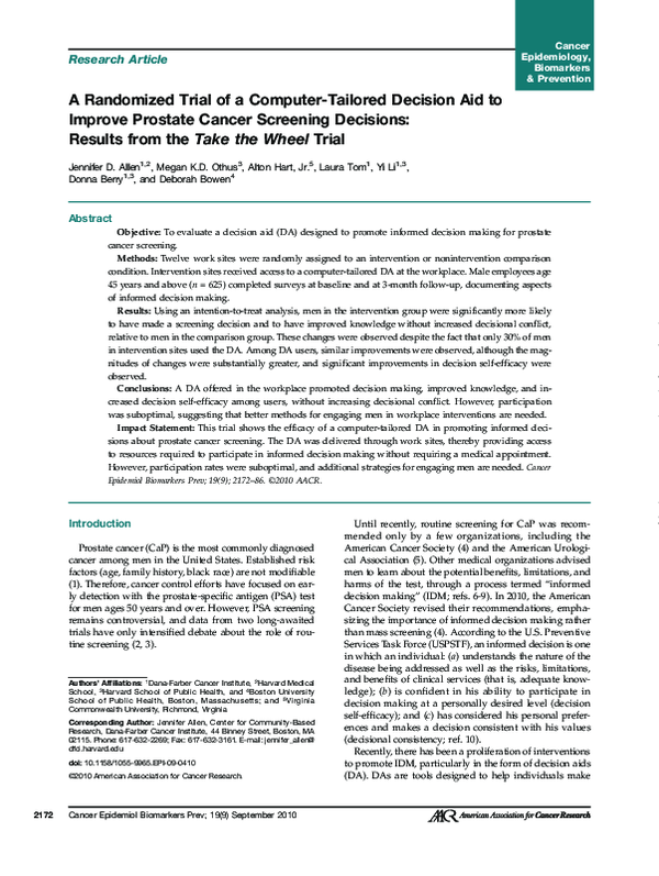 (PDF) A Randomized Trial of a Computer-Tailored Decision Aid to Improve ...