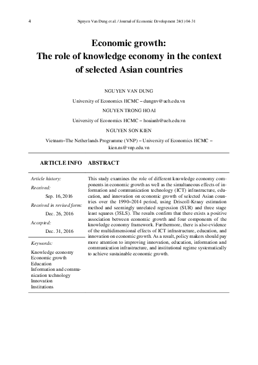 (PDF) Economic growth: The role of knowledge economy in the context of ...