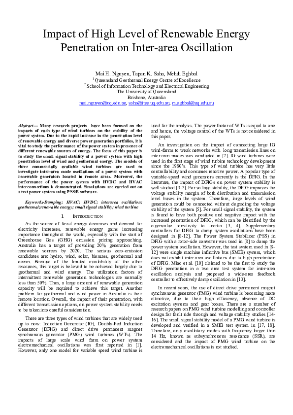 (PDF) Impact of high level of renewable energy penetration on inter ...
