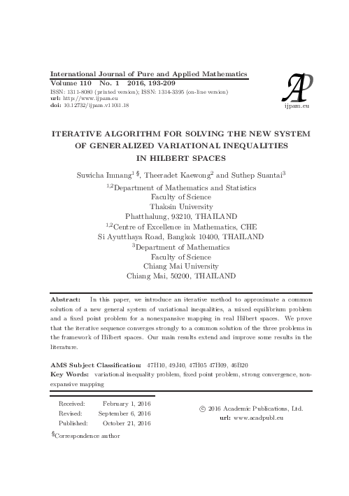 (PDF) Iterative Algorithm for Solving the New System of Generalized ...