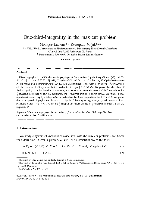 (PDF) One-third-integrality in the max-cut problem