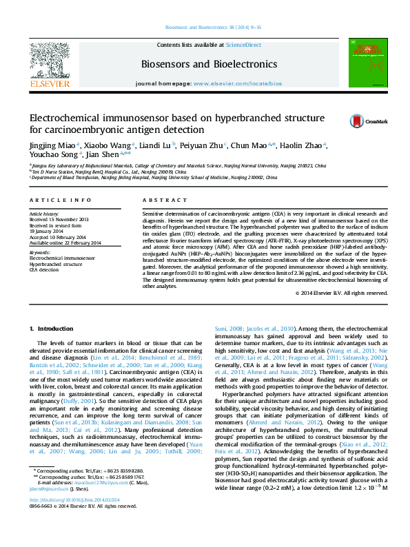 (PDF) Electrochemical immunosensor based on hyperbranched structure for ...