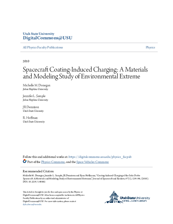 (PDF) Spacecraft Coating-Induced Charging: Materials and Modeling Study ...