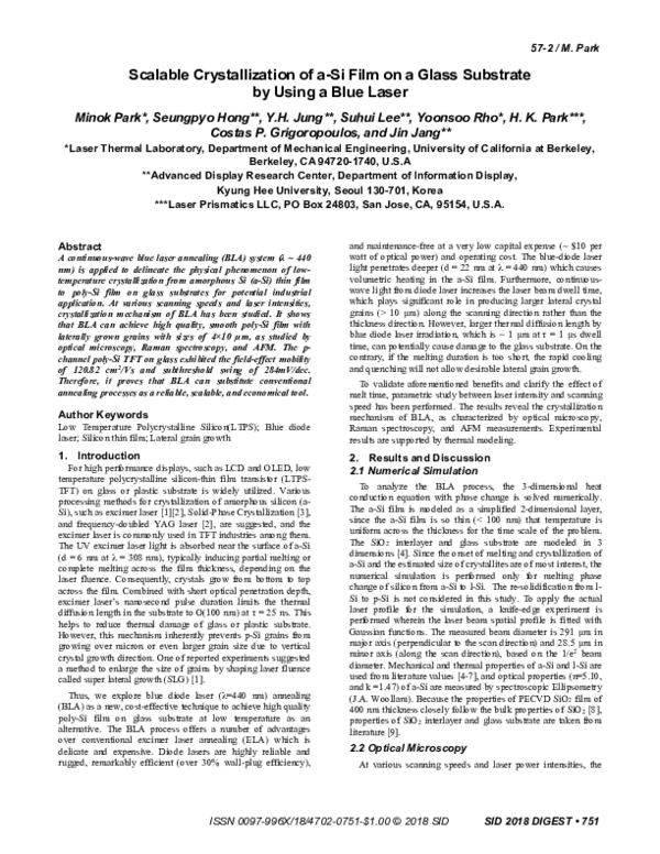 (PDF) 57‐2: Scalable Crystallization of a‐Si Film on a Glass Substrate ...