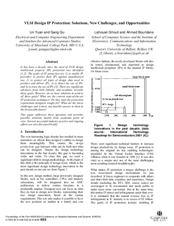 (PDF) Design IP Protection : Solutions , New Challenges , and Opportunities