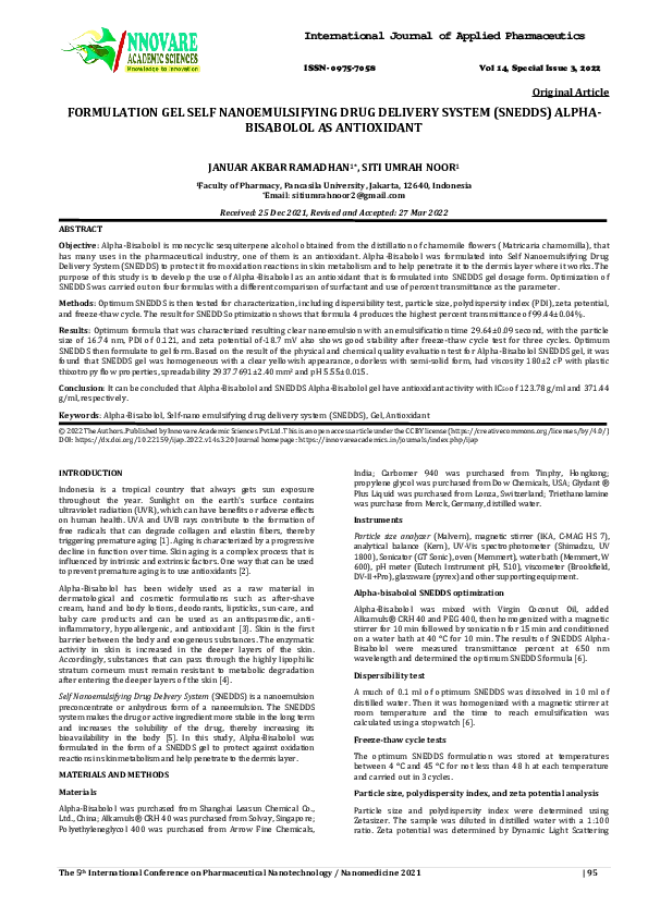 (PDF) FORMULATION GEL SELF NANOEMULSIFYING DRUG DELIVERY SYSTEM (SNEDDS ...