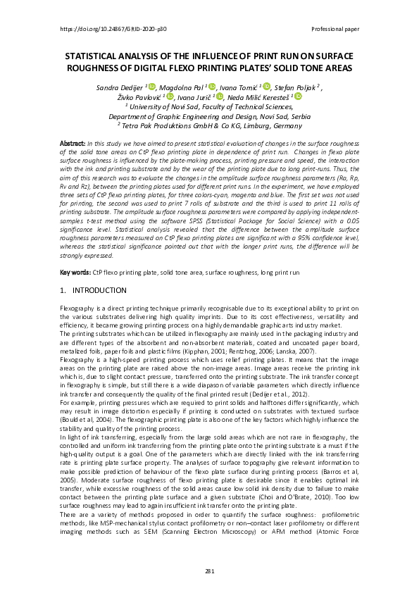 (PDF) Statistical analysis of the influence of print run on surface ...