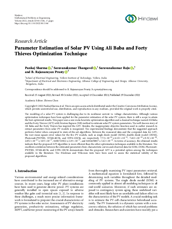 (PDF) Parameter Estimation of Solar PV Using Ali Baba and Forty Thieves ...