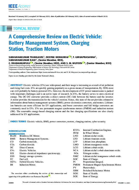 (PDF) A Comprehensive Review on Electric Vehicle: Battery Management ...