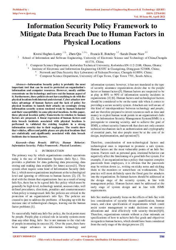 (PDF) Information Security Policy Framework to Mitigate Data Breach Due ...