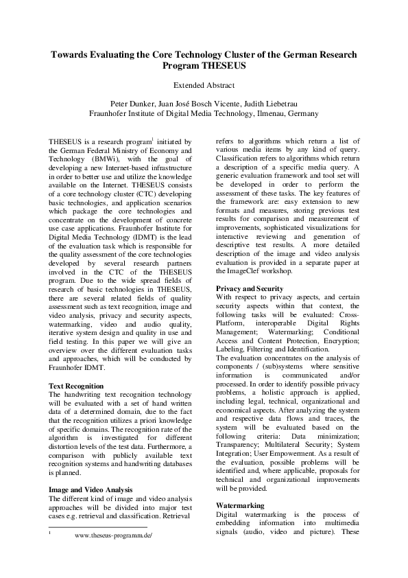 (PDF) Towards Evaluating the Core Technology Cluster of the German ...