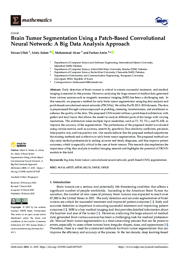 (PDF) Brain Tumor Segmentation Using a Patch-Based Convolutional Neural ...