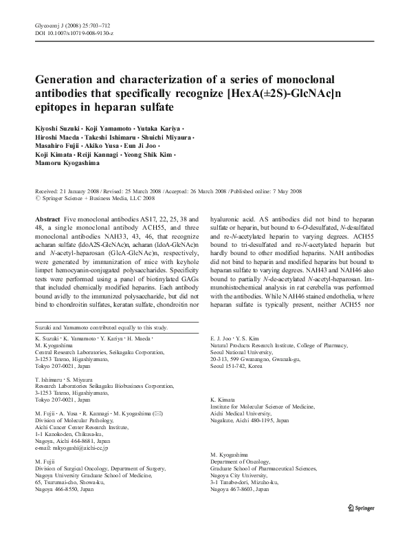 (PDF) Generation and characterization of a series of monoclonal ...