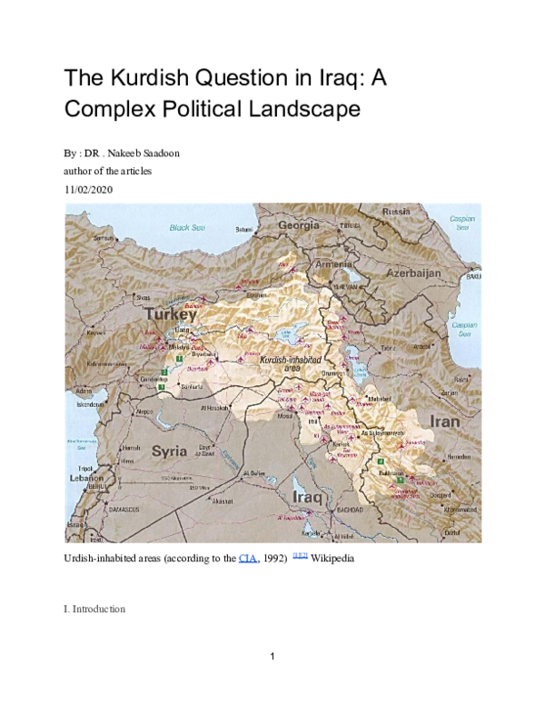(PDF) The Kurdish Question in Iraq: A Complex Political Landscape