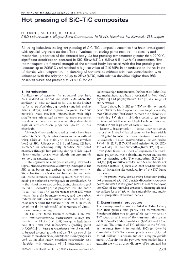 (PDF) Hot pressing of SiC-TiC composites