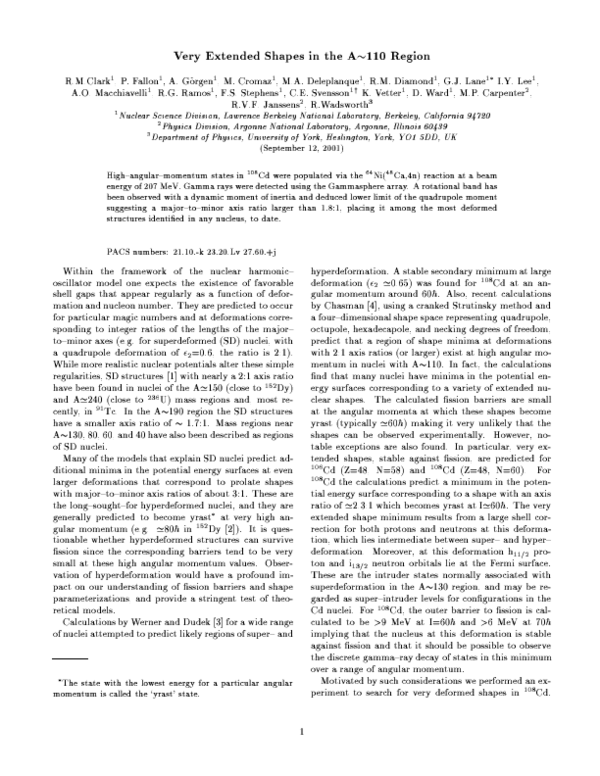 (PDF) Very Extended Shapes in the A∼ 110 Region