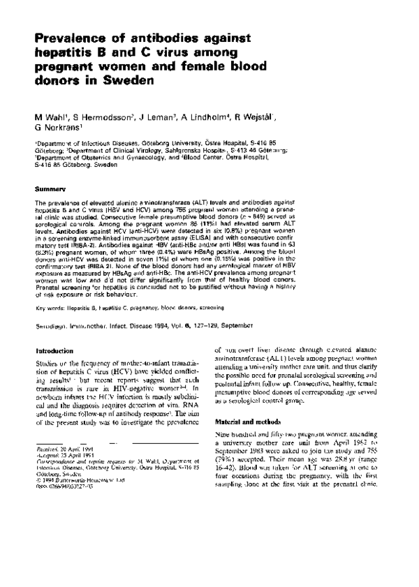 (PDF) Prevalence of antibodies against hepatitis B and C virus among ...