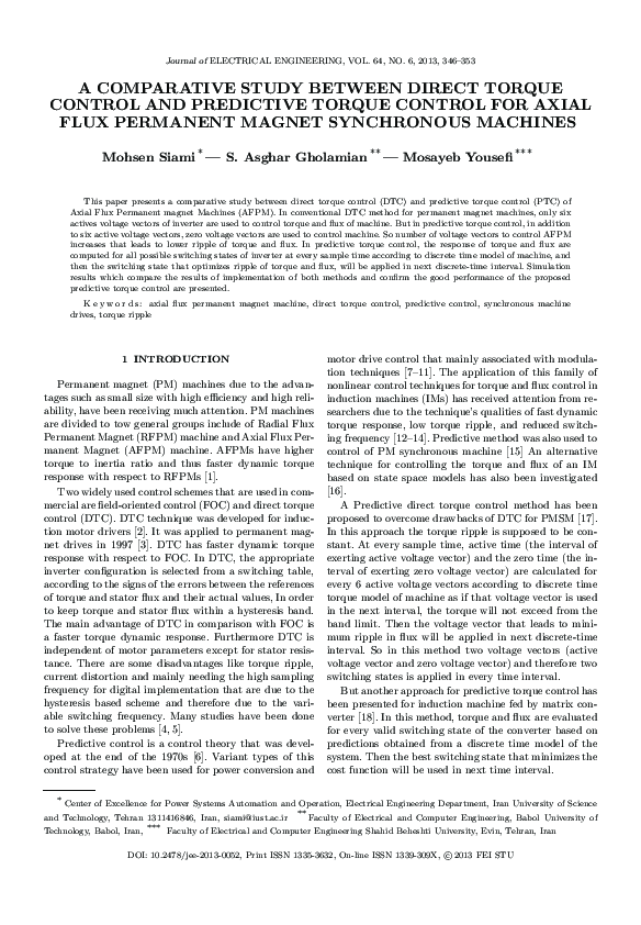 (PDF) A Comparative Study Between Direct Torque Control and Predictive ...