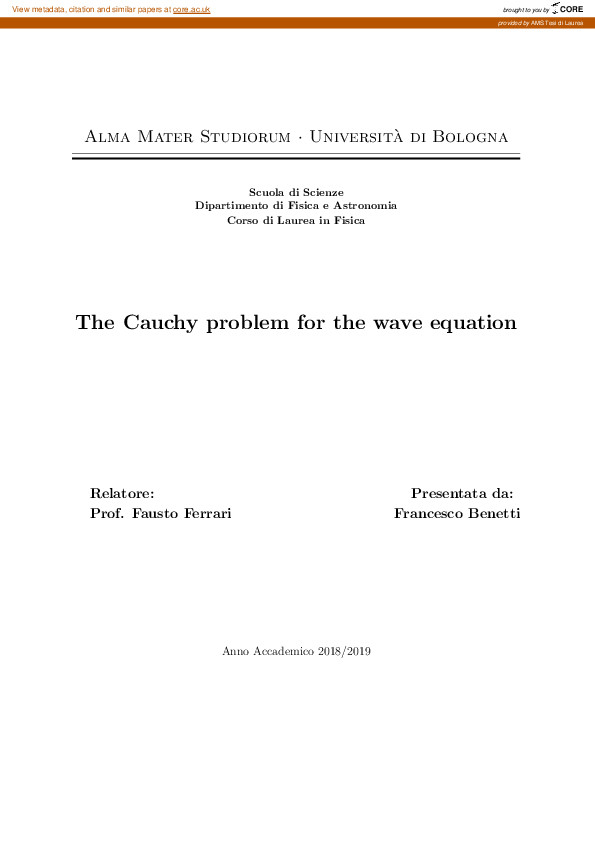 (PDF) The Cauchy problem for the wave equation
