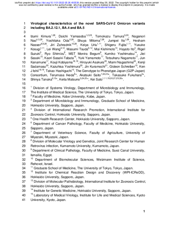 (PDF) Virological characteristics of the novel SARS-CoV-2 Omicron ...