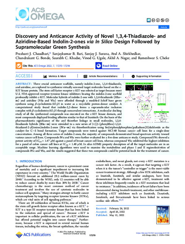 (PDF) Discovery and Anticancer Activity of Novel 1,3,4-Thiadiazole- and ...