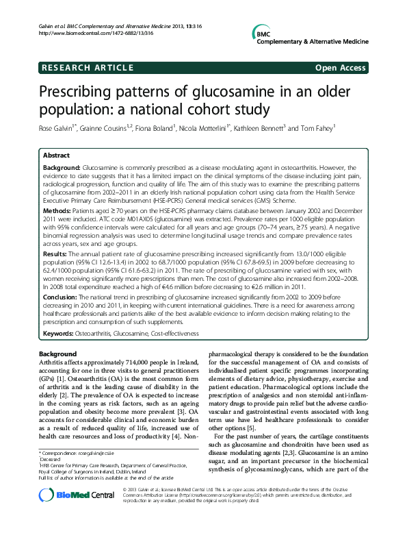 (PDF) Prescribing patterns of glucosamine in an older population a