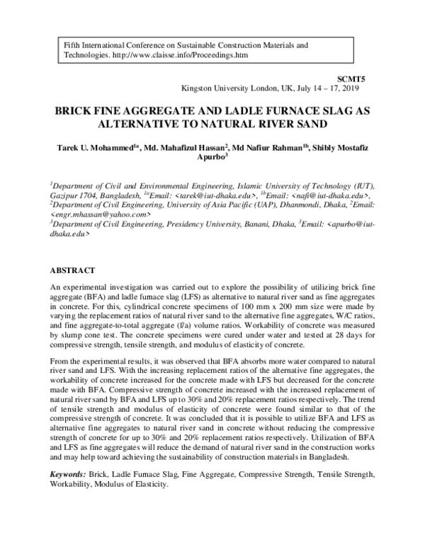 (PDF) Brick fine aggregate and ladle furnace slag as alternative to ...