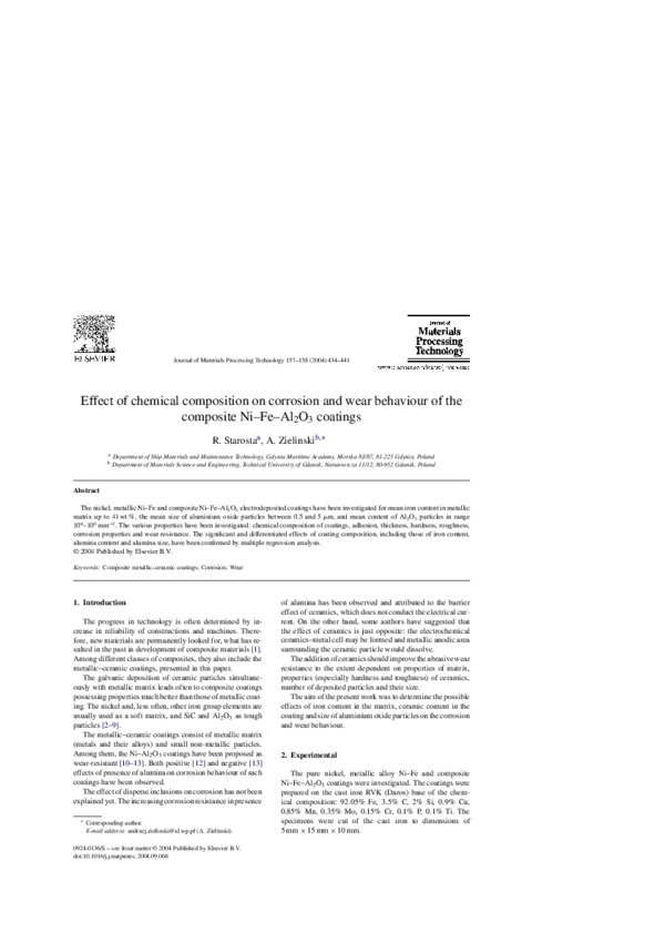(PDF) Effect of chemical composition on corrosion and wear behaviour of ...