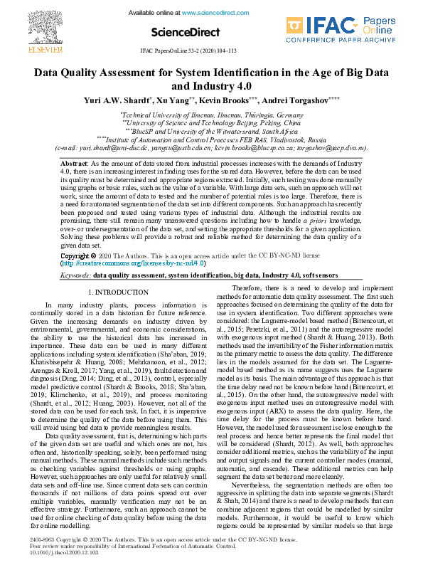 (PDF) Data Quality Assessment for System Identification in the Age of ...