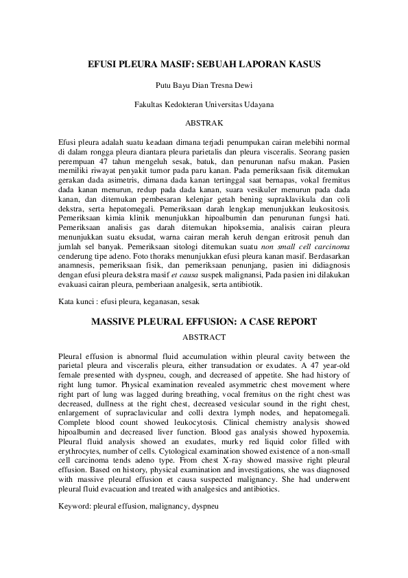 (PDF) Massive Pleural Effusion: A Case Report