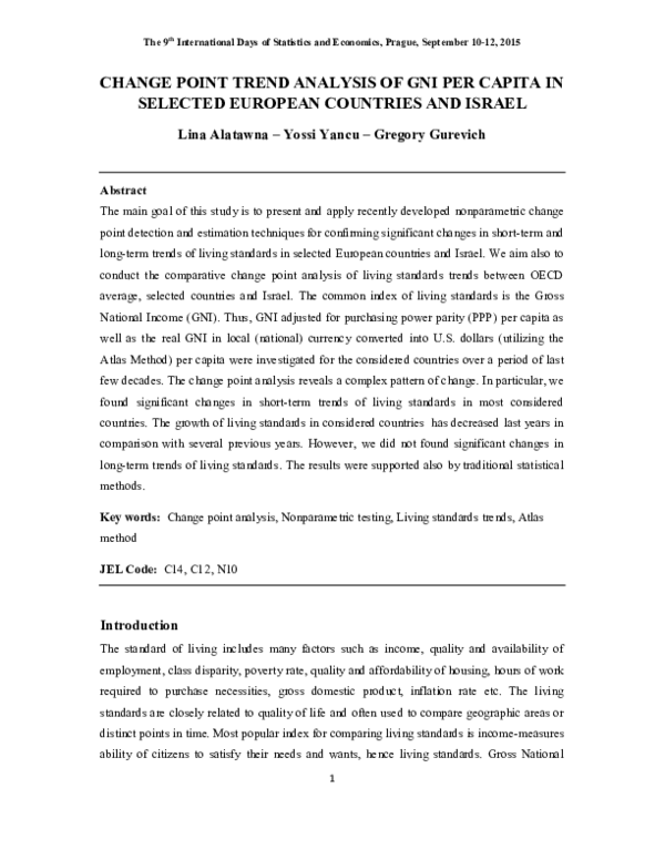 (PDF) Change Point Trend Analysis of Gni Per Capita in Selected ...