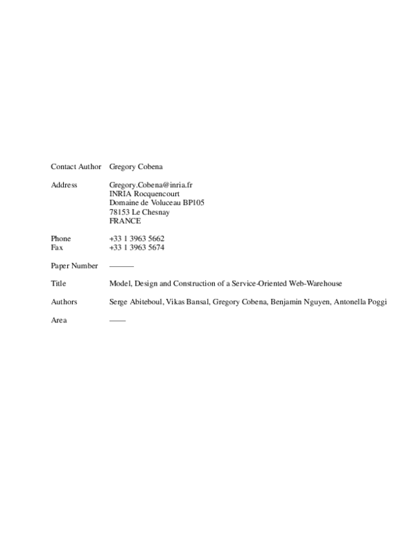 (PDF) Model, Design and Construction of a Service-Oriented Web-Warehouse