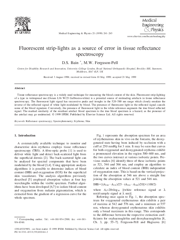 (PDF) Fluorescent striplights as a source of error in tissue reflectance spectroscopy Duncan