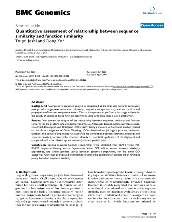 (PDF) Quantitative assessment of relationship between sequence ...