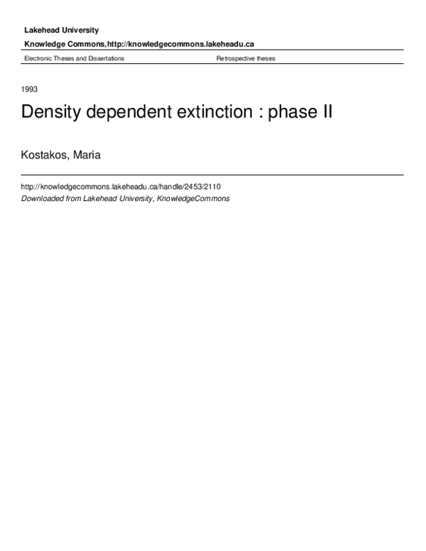 (PDF) Density dependent extinction : phase II