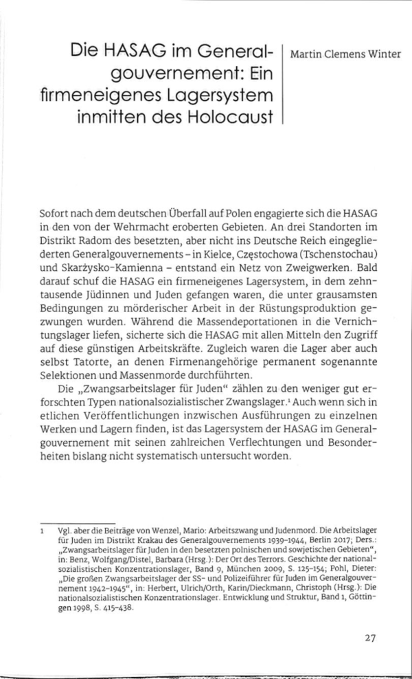 (PDF) Die HASAG im Generalgouvernement: Ein firmeneigenes Lagersystem ...