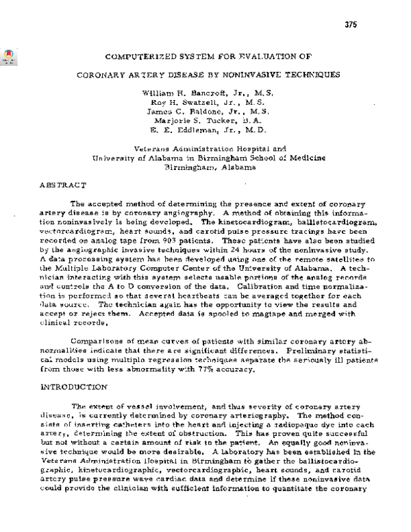 (PDF) Computerized system for evaluation of coronary artery disease by ...