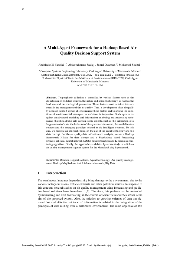 (PDF) A Multi-Agent Framework for a Hadoop Based Air Quality Decision ...