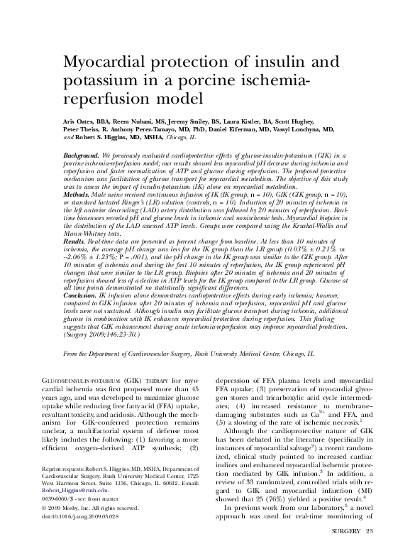 (PDF) Myocardial protection of insulin and potassium in a porcine ...