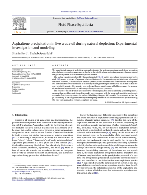 (PDF) Asphaltene precipitation in live crude oil during natural ...