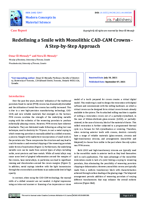(PDF) Redefining a Smile with Monolithic CAD-CAM Crowns - A Step-by ...