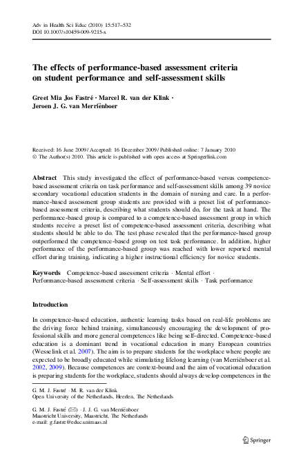 (PDF) The effects of performance-based assessment criteria on student ...