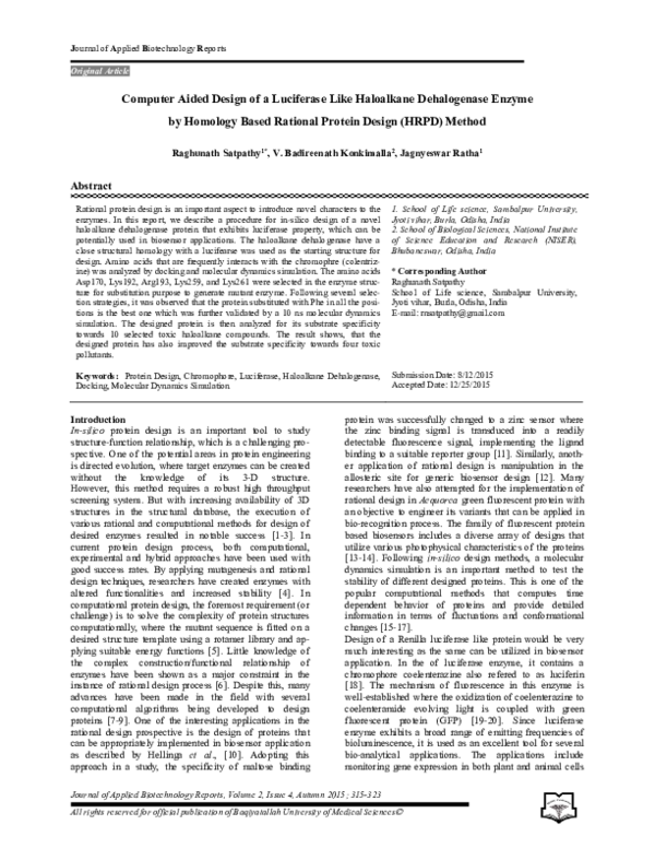 (PDF) Computer Aided Design of a Luciferase Like Haloalkane ...